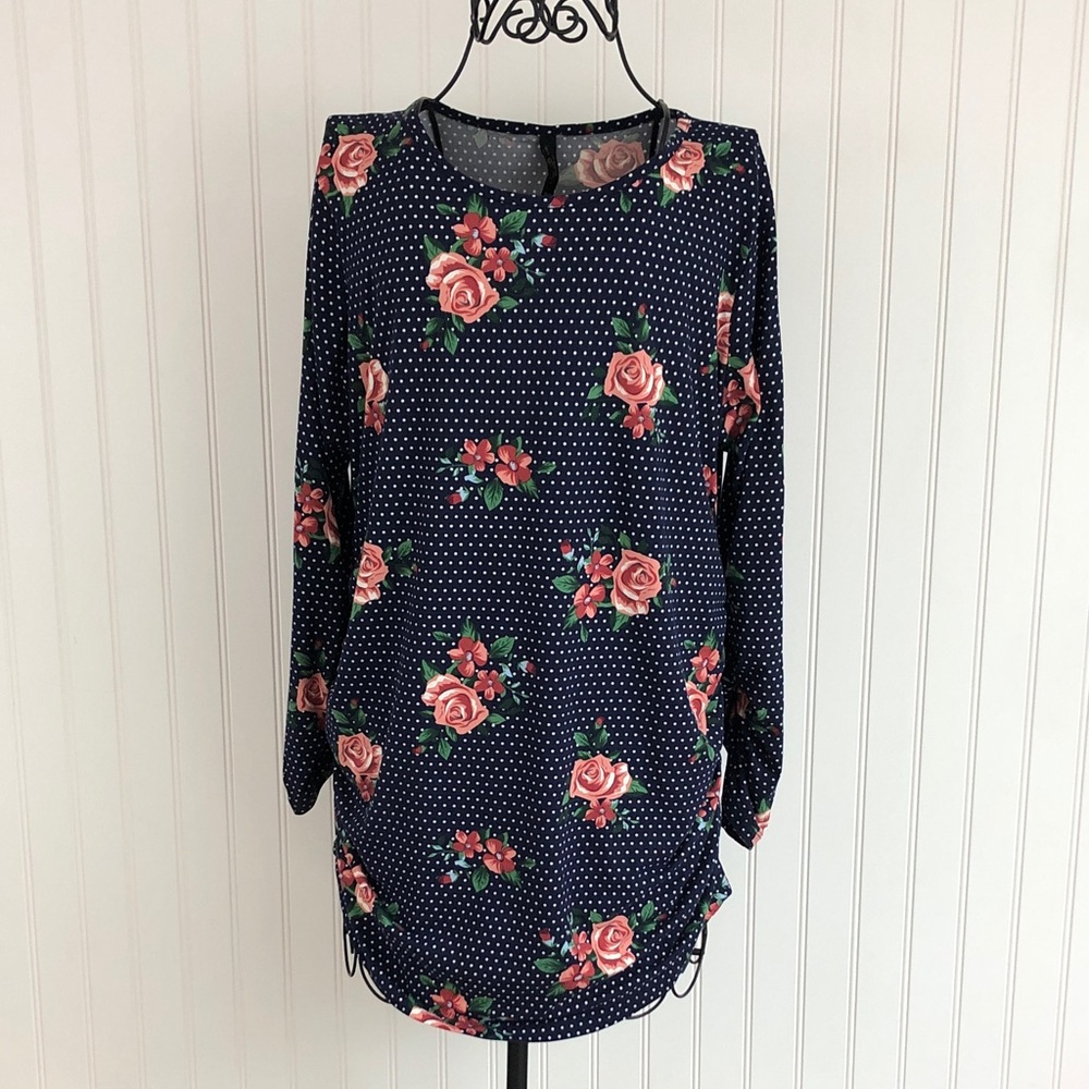 Mom & Co. Floral Navy Long Sleeve Maternity Top